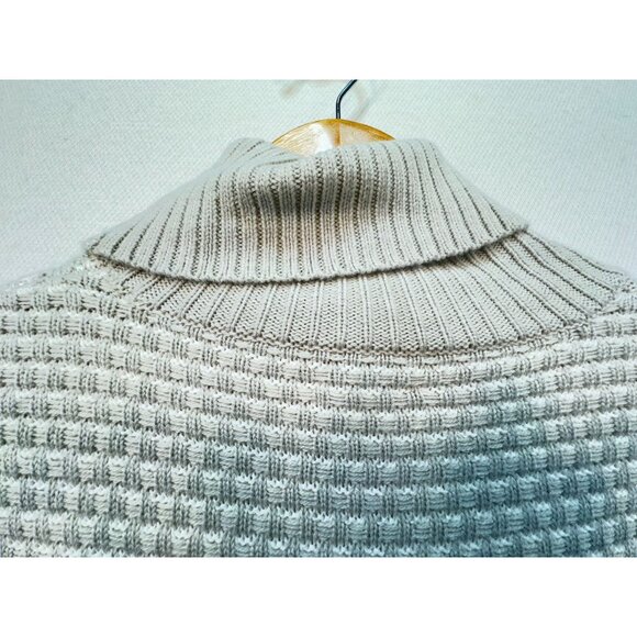 J.Crew Womens Knit Turtleneck Sweater Medium Gray White Textured - Picture 10 of 10